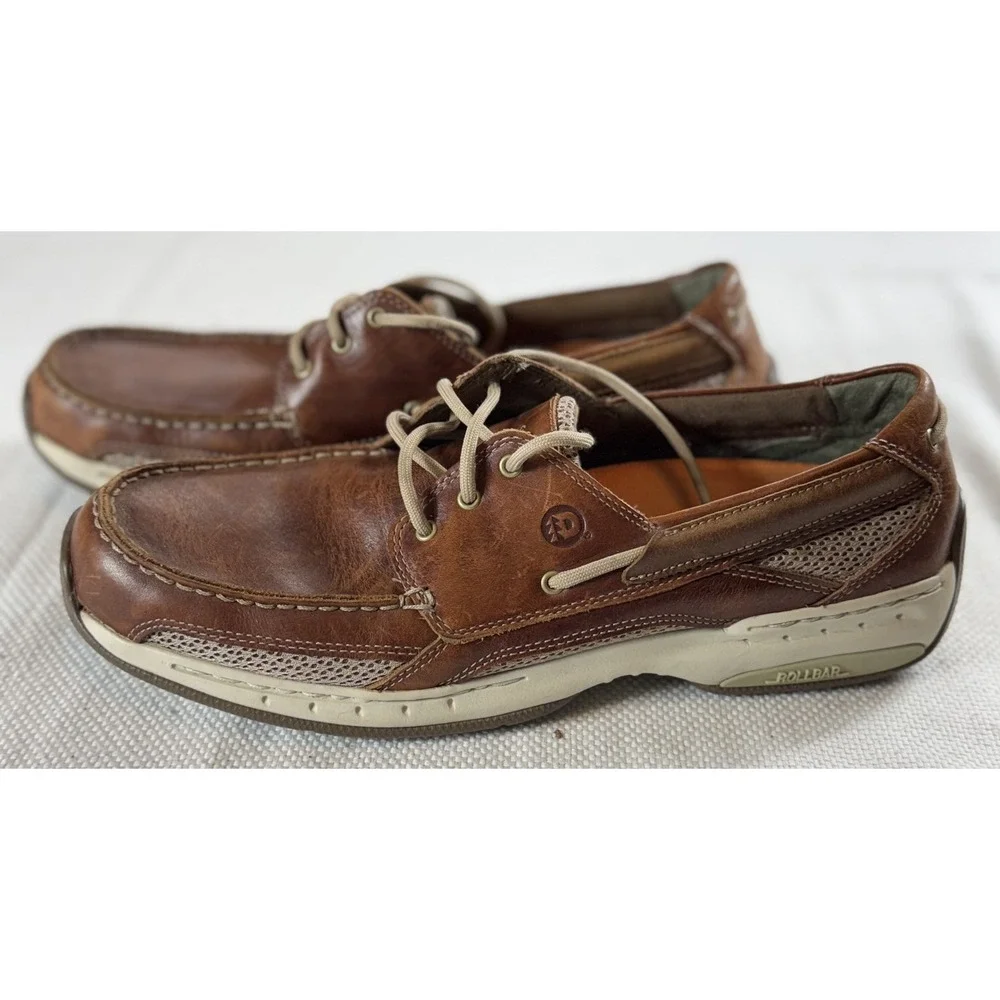 Dunham Shoes Mens Size 11.5 D Brown Leather Boat Style Walking‎ Comfort Rollbar